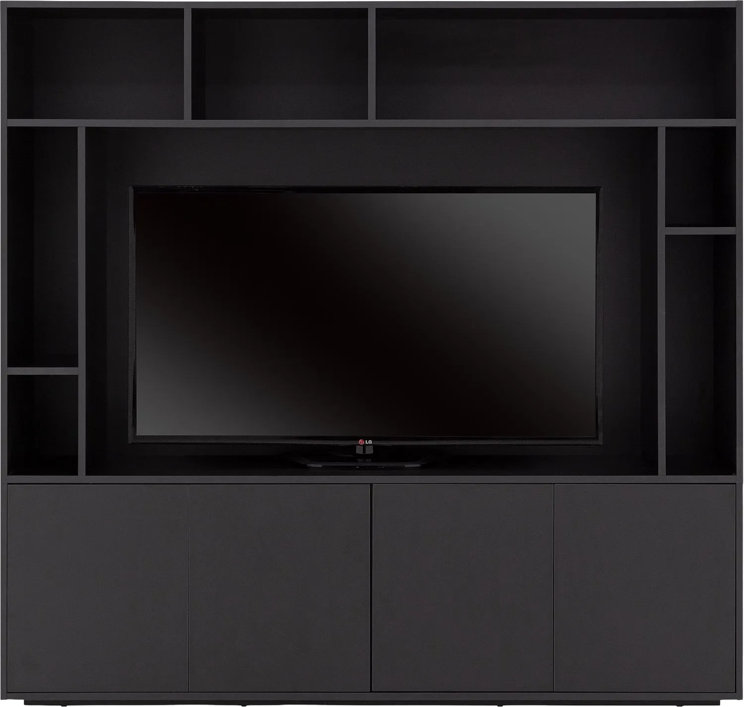 Goossens Basic Madrid Tv Meubel Melamine Zwart - 8251695-goossens-basic-madrid-tv-meubel-melamine-zwart-01